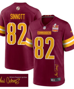 Ben Sinnott 82 Washington Commanders Super Bowl LIX Champions Patch 'New Orleans - Where Passion Ignites' EMBROIDERED Game Men Jersey - Burgundy JS7304 nicesnker