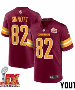 Ben Sinnott #82 Washington Commanders Super Bowl LIX Youth Jersey - Burgundy JS3445 nicesnker