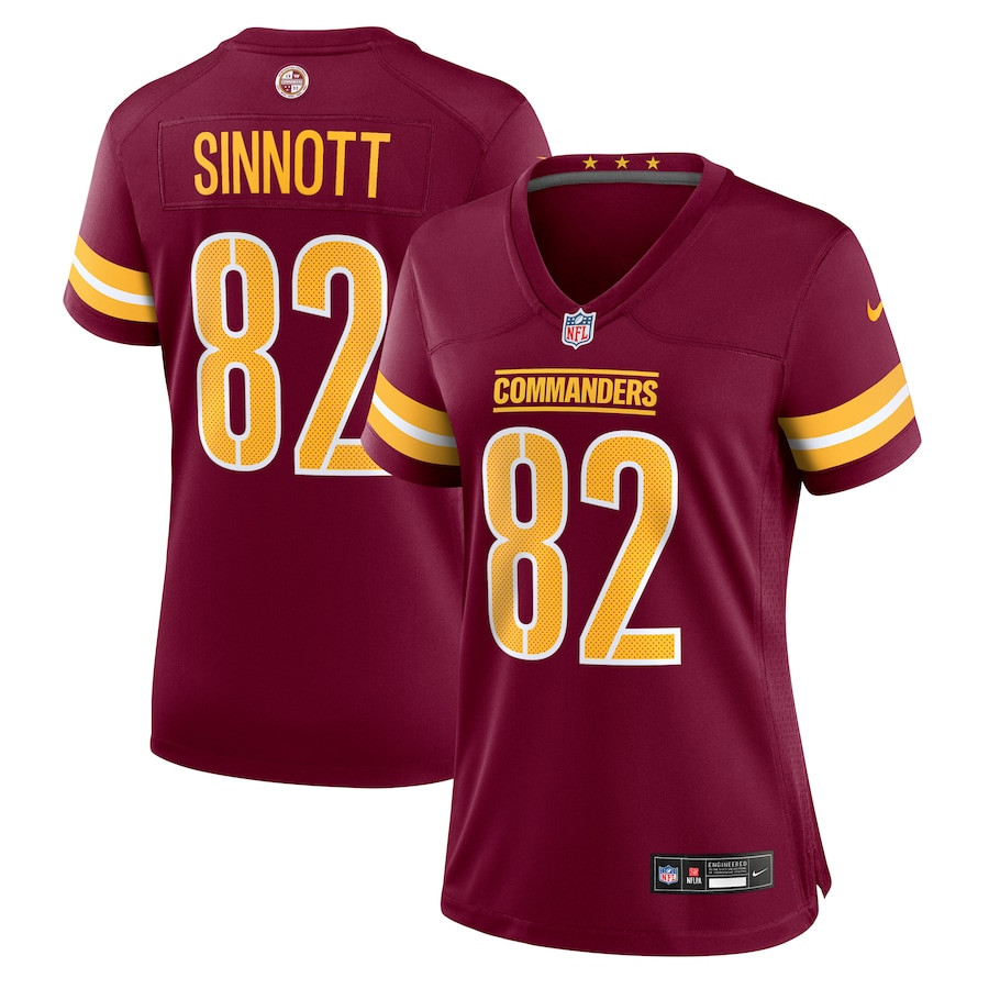 Ben Sinnott 82 Washington Commanders Women's Game Jersey - Burgundy JS5002 nicesnker