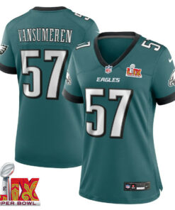 Ben VanSumeren #57 Philadelphia Eagles Super Bowl LIX Women's Jersey - Midnight Green JS8074 nicesnker