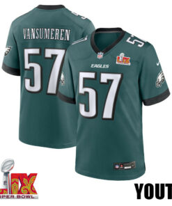 Ben VanSumeren #57 Philadelphia Eagles Super Bowl LIX YOUTH Jersey - Midnight Green JS6123 nicesnker