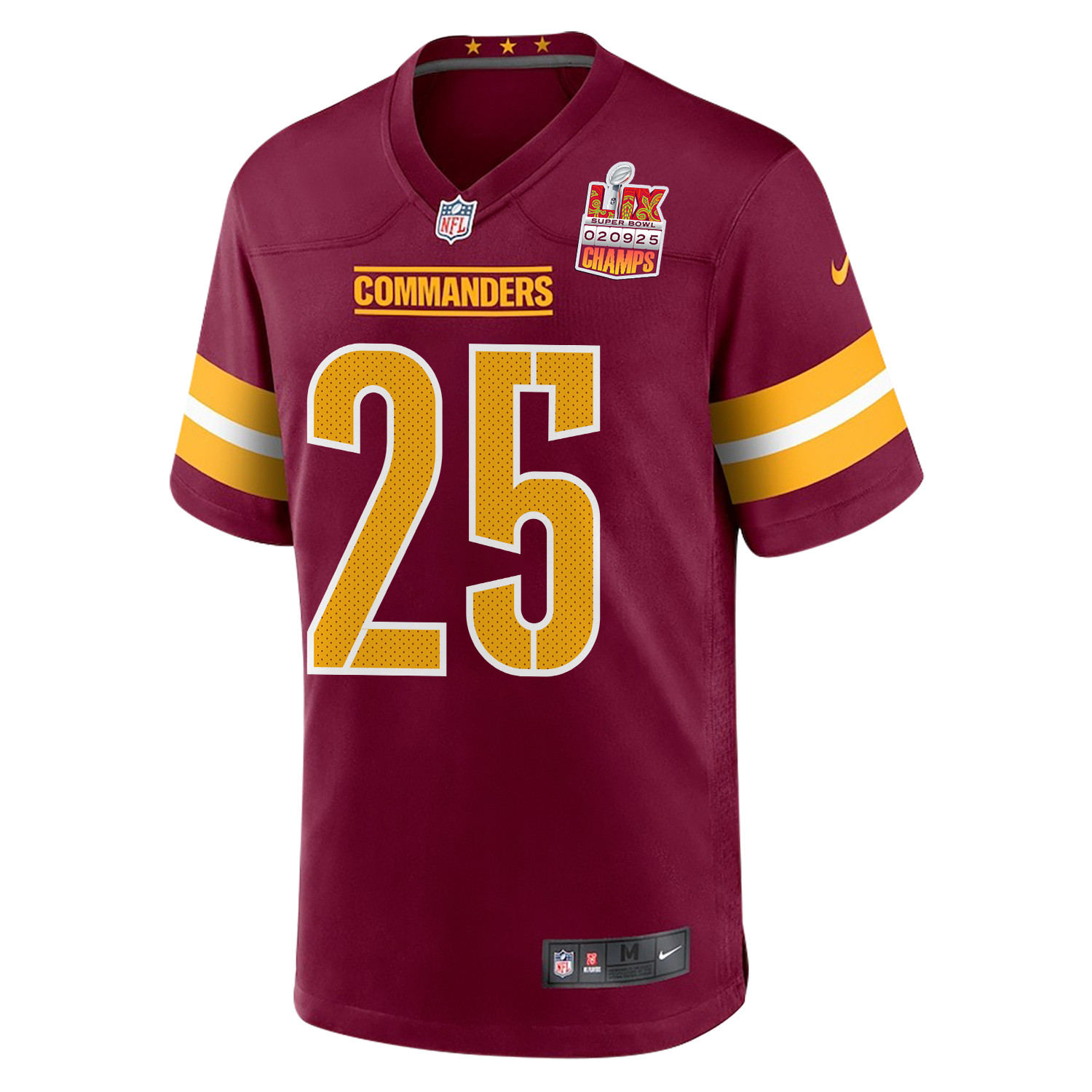 Benjamin St-Juste 25 Washington Commanders Super Bowl LIX Champions Patch Game Men Jersey - Burgundy JS9614 nicesnker - Image 3