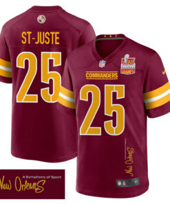 Benjamin St-Juste 25 Washington Commanders Super Bowl LIX Champions Patch 'New Orleans - A Symphony of Sport' EMBROIDERED Game Men Jersey - Burgundy JS8922 nicesnker