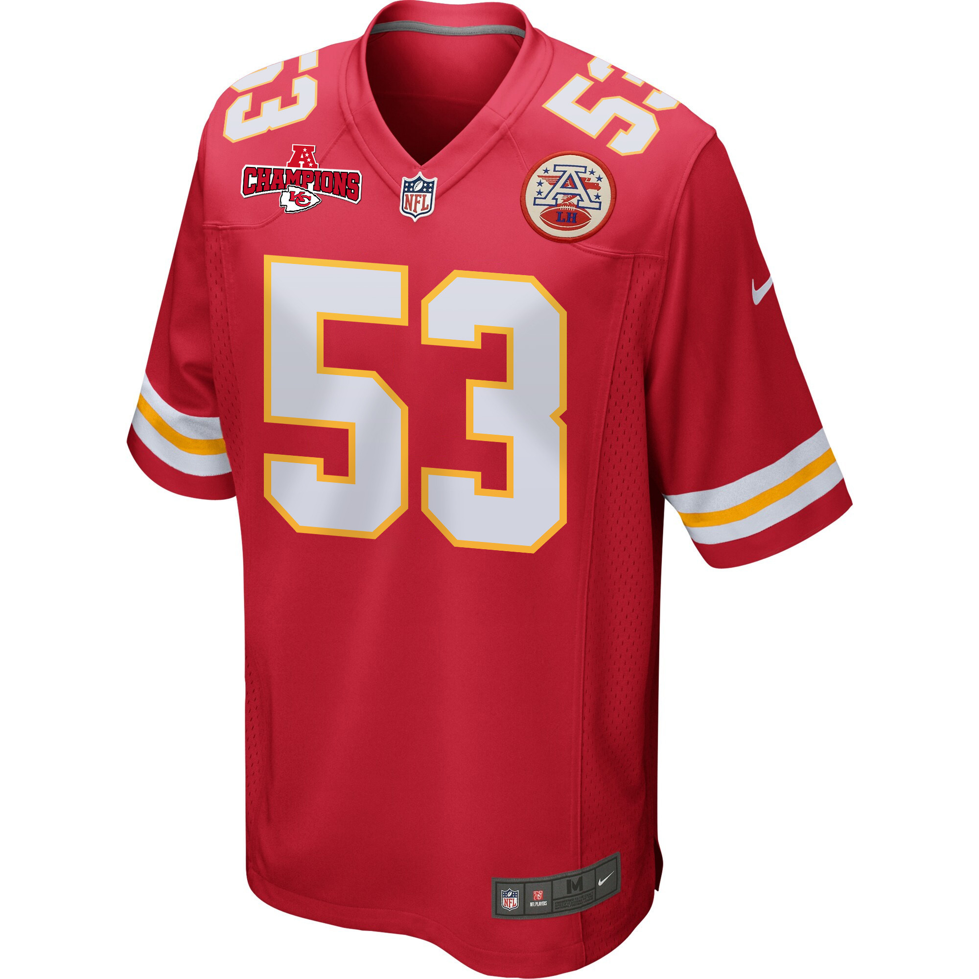 BJ Thompson 53 Kansas City Chiefs AFC Champions Patch Game Men Jersey - Red JS5731 nicesnker - Image 2