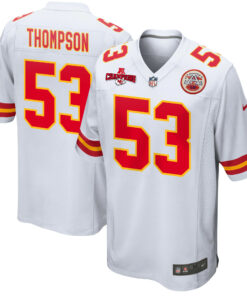 BJ Thompson 53 Kansas City Chiefs AFC Champions Patch Game Men Jersey - White JS8130 nicesnker