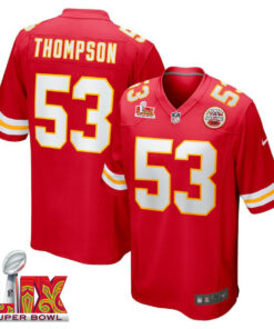 BJ Thompson #53 Kansas City Chiefs Super Bowl LIX Jersey - Men's - Red JS2788 nicesnker