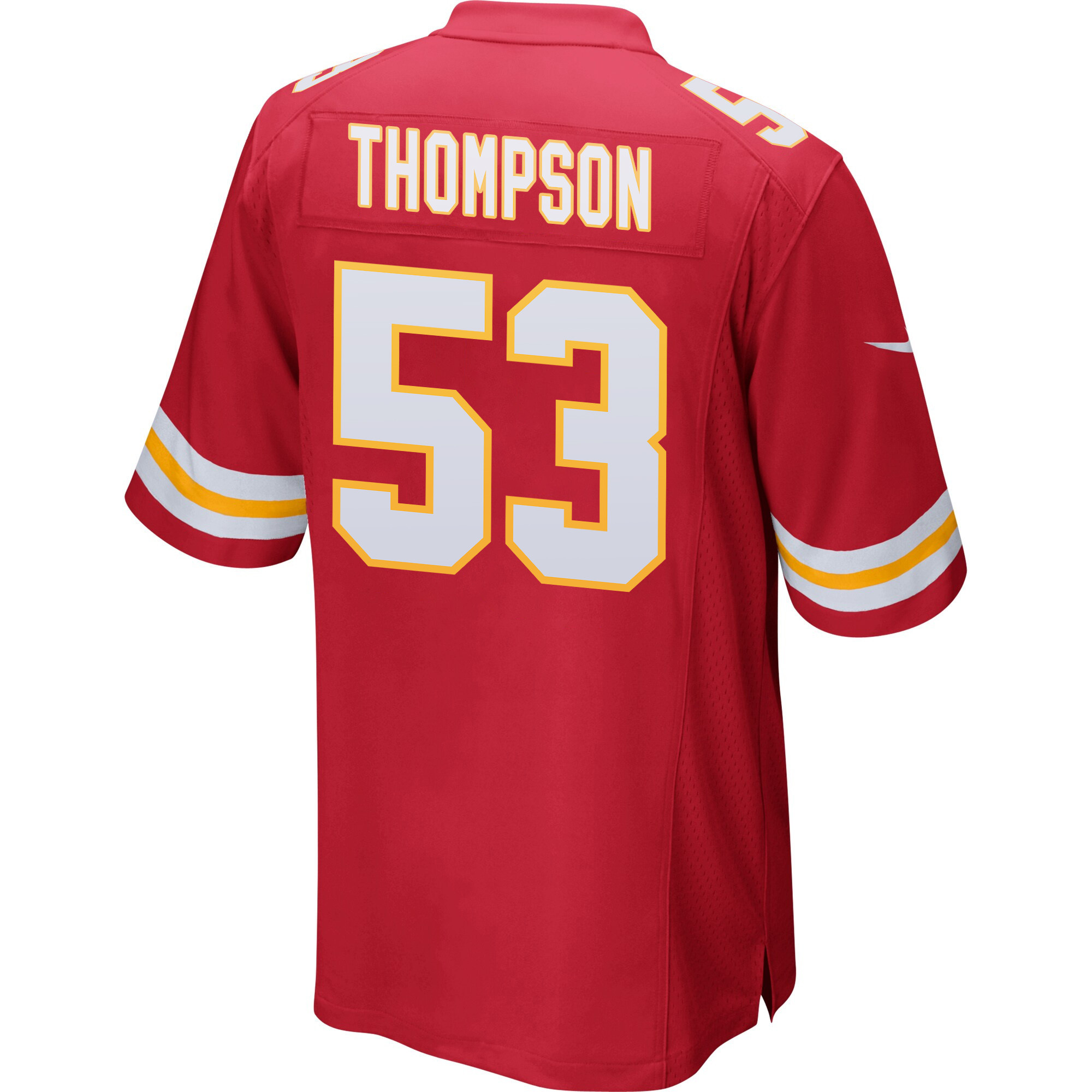 BJ Thompson 53 Kansas City Chiefs Super Bowl LVIII Champions 4 Stars Patch Game Men Jersey - Red JS1482 nicesnker - Image 3