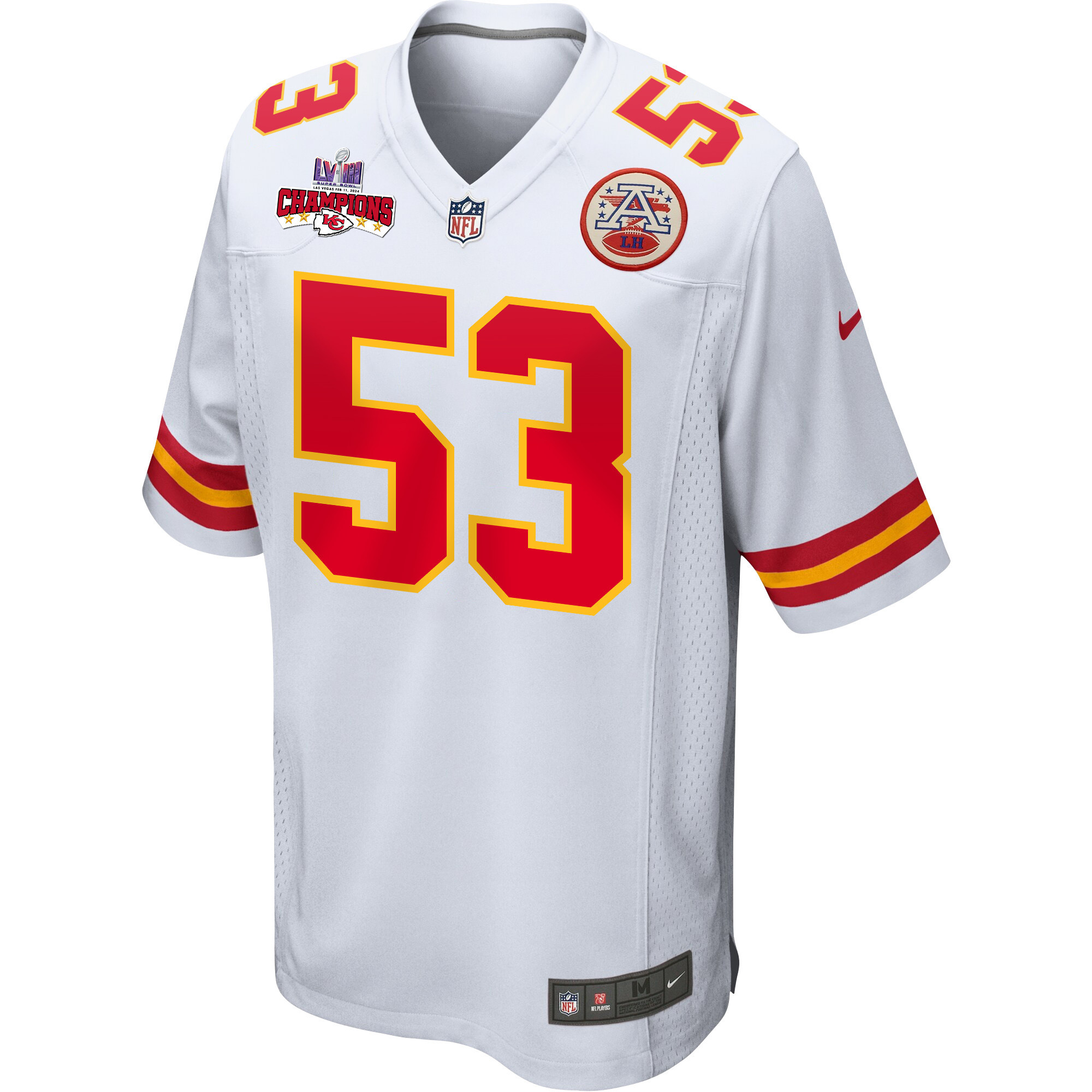 BJ Thompson 53 Kansas City Chiefs Super Bowl LVIII Champions 4 Stars Patch Game Men Jersey - White JS4783 nicesnker - Image 2