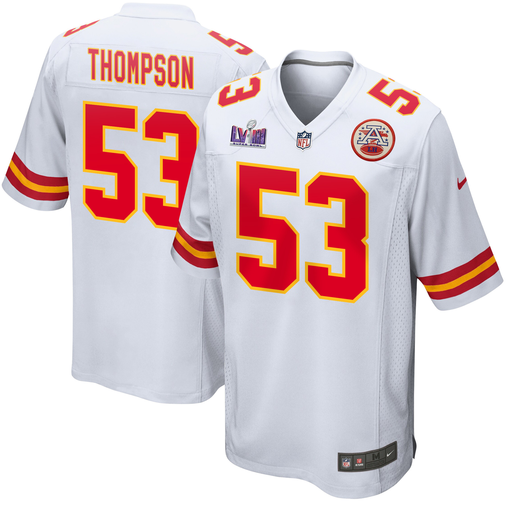 BJ Thompson 53 Kansas City Chiefs Super Bowl LVIII Patch Game Men Jersey - White JS6571 nicesnker