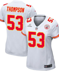 BJ Thompson 53 Kansas City Chiefs Super Bowl LVIII Patch Game Women Jersey - White JS3117 nicesnker