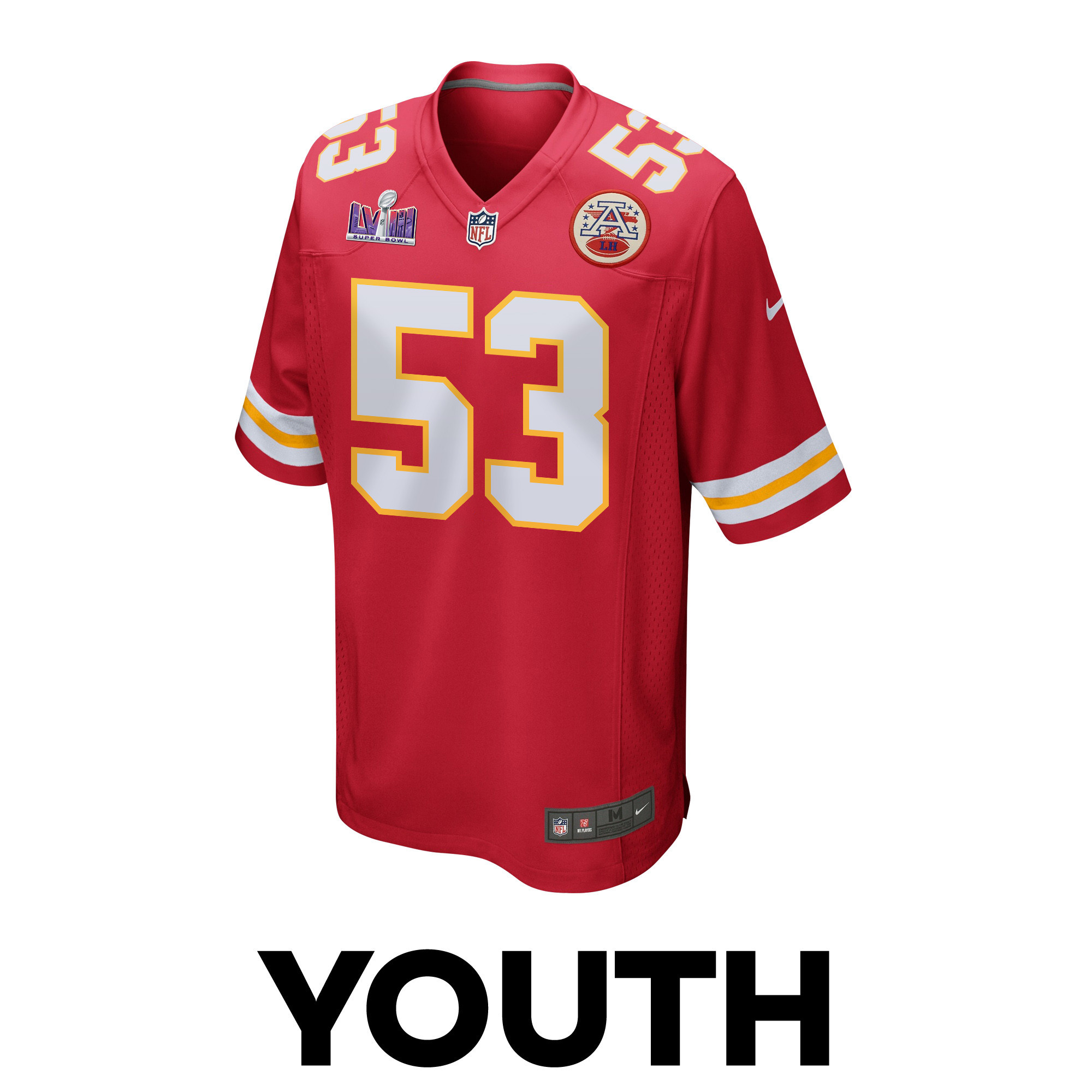 BJ Thompson 53 Kansas City Chiefs Super Bowl LVIII Patch Game YOUTH Jersey - Red JS6865 nicesnker - Image 2
