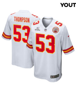 BJ Thompson 53 Kansas City Chiefs Super Bowl LVIII Patch Game YOUTH Jersey - White JS7035 nicesnker