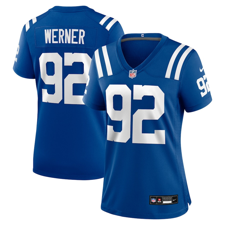 Bjoern Werner 92 Indianapolis Colts Women's Retired Player Game Jersey - Royal JS6876 nicesnker