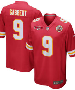 Blaine Gabbert 9 Kansas City Chiefs AFC Champions Patch Game Men Jersey - Red JS5153 nicesnker