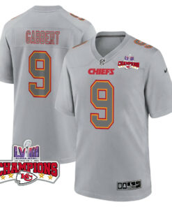 Blaine Gabbert 9 Kansas City Chiefs Super Bowl LVIII Champions 4 Stars Patch Atmosphere Fashion Game Men Jersey - Gray JS8307 nicesnker