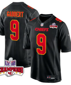 Blaine Gabbert 9 Kansas City Chiefs Super Bowl LVIII Champions 4 Stars Patch Fashion Game Men Jersey - Carbon Black JS8395 nicesnker