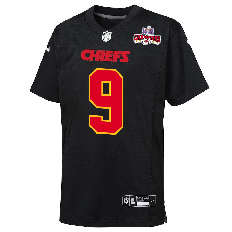 Blaine Gabbert 9 Kansas City Chiefs Super Bowl LVIII Champions 4 Stars Patch Fashion Game YOUTH Jersey - Carbon Black JS6487 nicesnker - Image 2