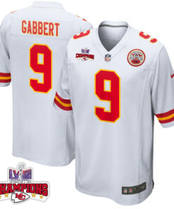 Blaine Gabbert 9 Kansas City Chiefs Super Bowl LVIII Champions 4 Stars Patch Game Men Jersey - White JS8792 nicesnker