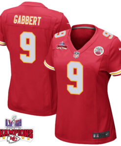 Blaine Gabbert 9 Kansas City Chiefs Super Bowl LVIII Champions 4 Stars Patch Game Women Jersey - Red JS5115 nicesnker