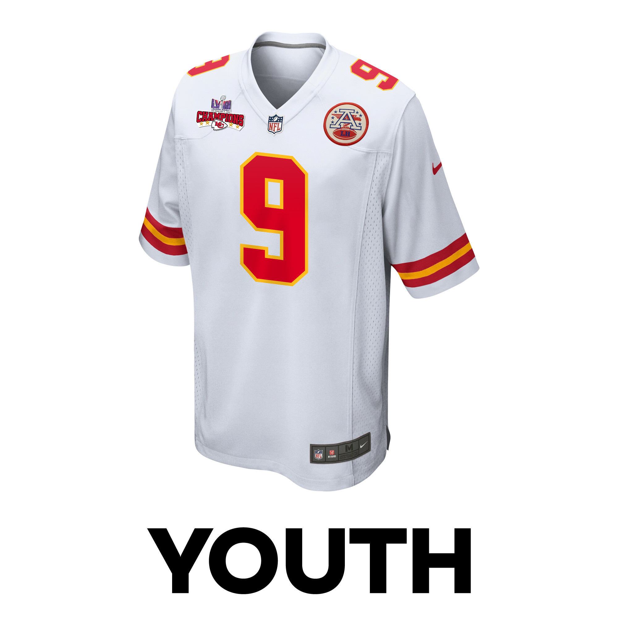 Blaine Gabbert 9 Kansas City Chiefs Super Bowl LVIII Champions 4 Stars Patch Game YOUTH Jersey - White JS6152 nicesnker - Image 2