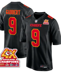 Blaine Gabbert 9 Kansas City Chiefs Super Bowl LVIII Champions 4X Fashion Game Men Jersey - Carbon Black JS8874 nicesnker