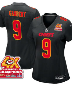 Blaine Gabbert 9 Kansas City Chiefs Super Bowl LVIII Champions 4X Fashion Game Women Jersey - Carbon Black JS9662 nicesnker