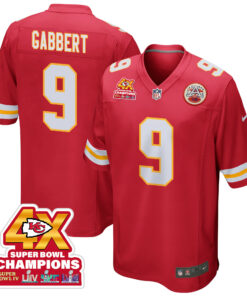 Blaine Gabbert 9 Kansas City Chiefs Super Bowl LVIII Champions 4X Game Men Jersey - Red JS6589 nicesnker