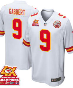 Blaine Gabbert 9 Kansas City Chiefs Super Bowl LVIII Champions 4X Game Men Jersey - White JS2463 nicesnker
