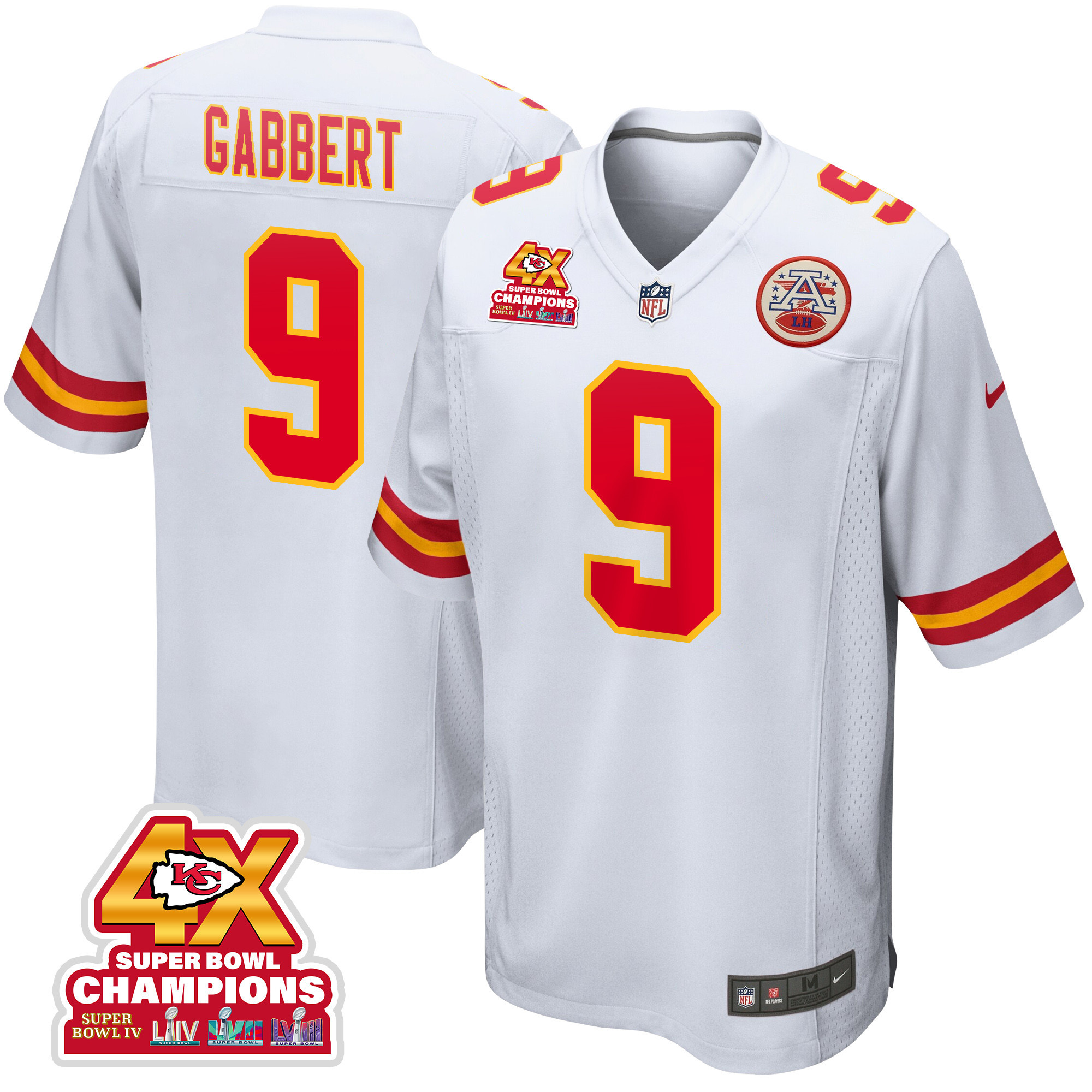 Blaine Gabbert 9 Kansas City Chiefs Super Bowl LVIII Champions 4X Game Men Jersey - White JS2463 nicesnker