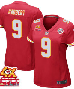 Blaine Gabbert 9 Kansas City Chiefs Super Bowl LVIII Champions 4X Game Women Jersey - Red JS6481 nicesnker