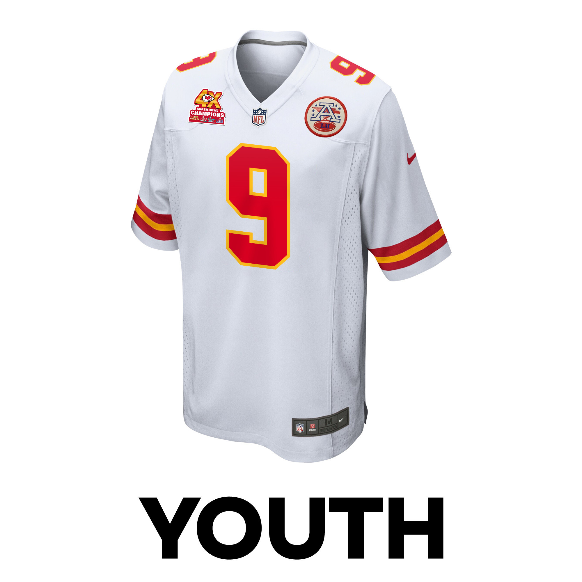 Blaine Gabbert 9 Kansas City Chiefs Super Bowl LVIII Champions 4X Game YOUTH Jersey - White JS2730 nicesnker - Image 2