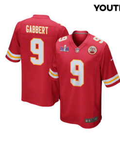 Blaine Gabbert 9 Kansas City Chiefs Super Bowl LVIII Patch Game YOUTH Jersey - Red JS6982 nicesnker