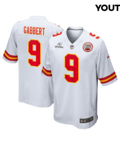 Blaine Gabbert 9 Kansas City Chiefs Super Bowl LVIII Patch Game YOUTH Jersey - White JS8119 nicesnker