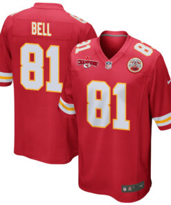 Blake Bell 81 Kansas City Chiefs AFC Champions Patch Game Men Jersey - Red JS5417 nicesnker