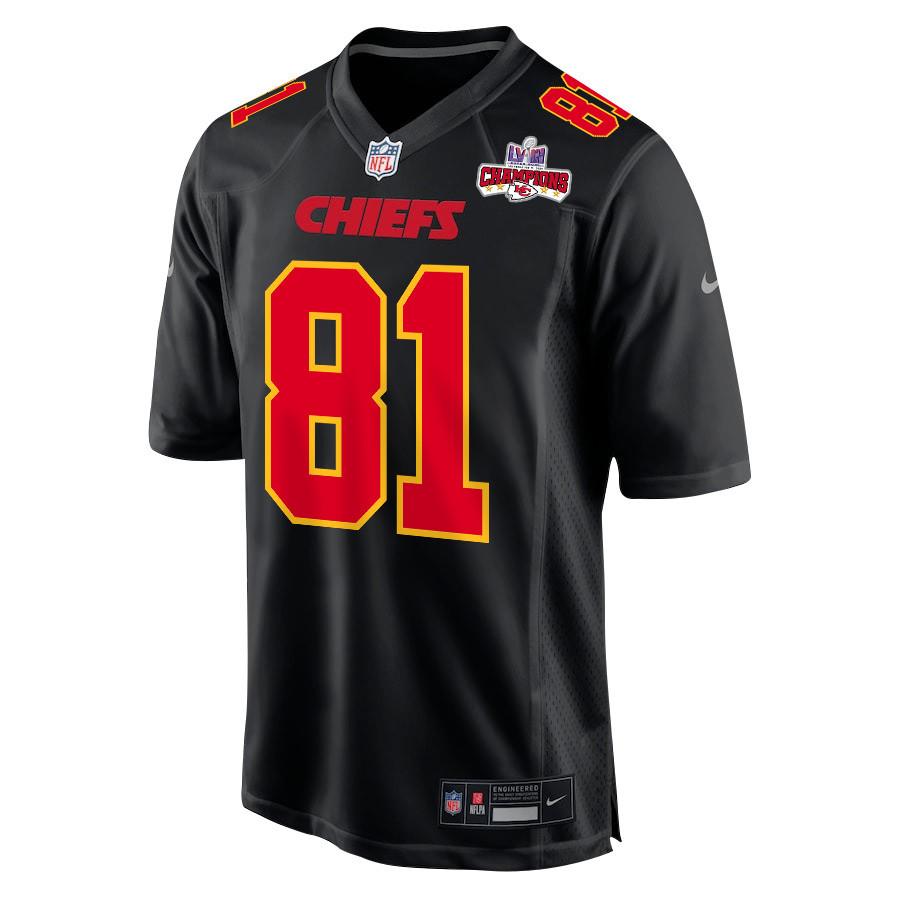 Blake Bell 81 Kansas City Chiefs Super Bowl LVIII Champions 4 Stars Patch Fashion Game Men Jersey - Carbon Black JS6859 nicesnker - Image 2