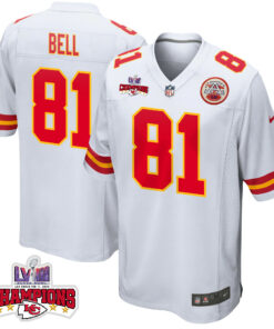 Blake Bell 81 Kansas City Chiefs Super Bowl LVIII Champions 4 Stars Patch Game Men Jersey - White JS6810 nicesnker