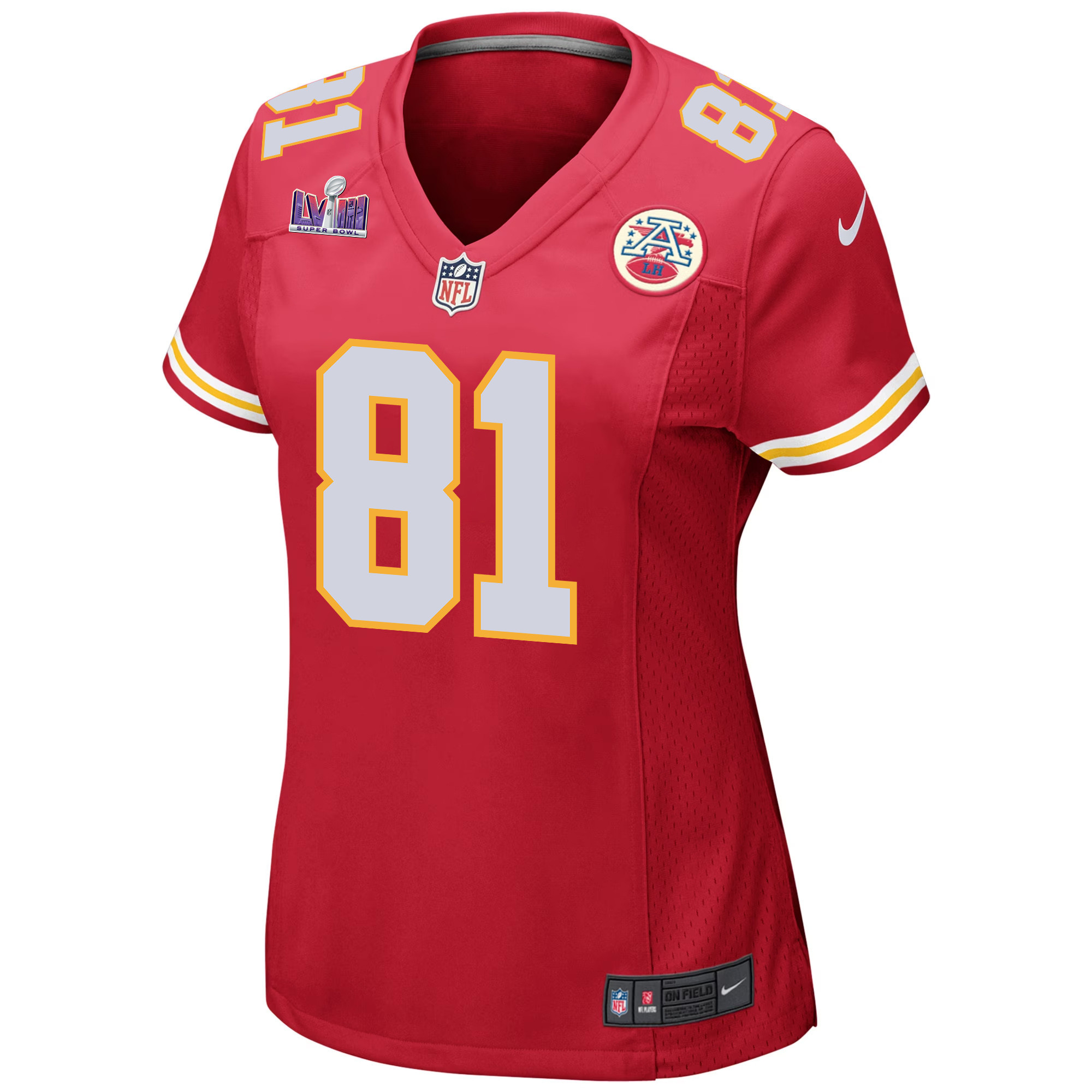 Blake Bell 81 Kansas City Chiefs Super Bowl LVIII Patch Game Women Jersey - Red JS8128 nicesnker - Image 2