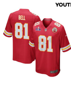 Blake Bell 81 Kansas City Chiefs Super Bowl LVIII Patch Game YOUTH Jersey - Red JS4774 nicesnker