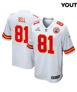 Blake Bell 81 Kansas City Chiefs Super Bowl LVIII Patch Game YOUTH Jersey - White JS4688 nicesnker