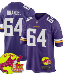Blake Brandel 64 Minnesota Vikings Super Bowl LIX New Orleans Patch Game Men Jersey - Purple JS4858 nicesnker