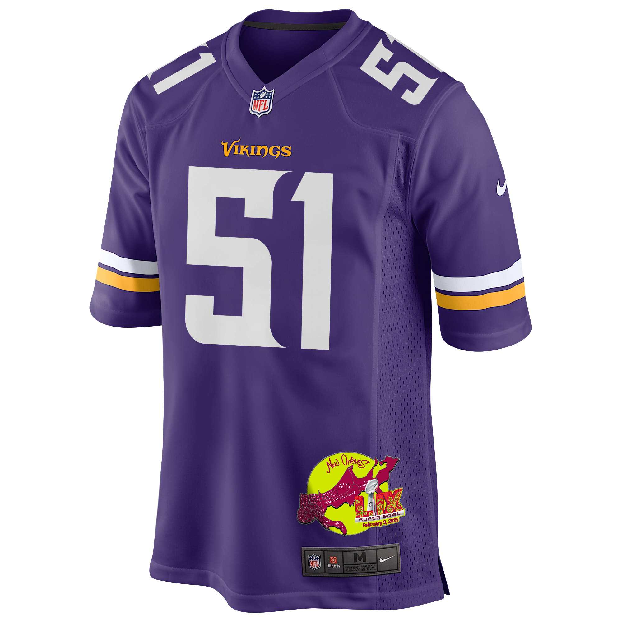 Blake Cashman 51 Minnesota Vikings Super Bowl LIX New Orleans Patch Game Men Jersey - Purple JS2282 nicesnker - Image 3