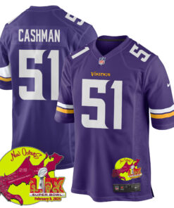 Blake Cashman 51 Minnesota Vikings Super Bowl LIX New Orleans Patch Game Men Jersey - Purple JS2282 nicesnker