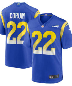 Blake Corum 22 Los Angeles Rams 2024 NFL Draft Game Jersey - Royal JS4376 nicesnker
