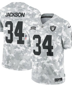 Bo Jackson 34 Las Vegas Raiders 2024 Salute to Service Retired Player Limited Men Jersey - Arctic Camo JS8252 nicesnker