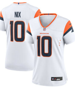 Bo Nix 10 Denver Broncos Women's Game Jersey - White JS8493 nicesnker