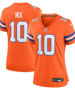 Bo Nix 10 Denver Broncos Women's Mile High Collection 1977 Throwback Player Game Jersey - Orange JS6534 nicesnker
