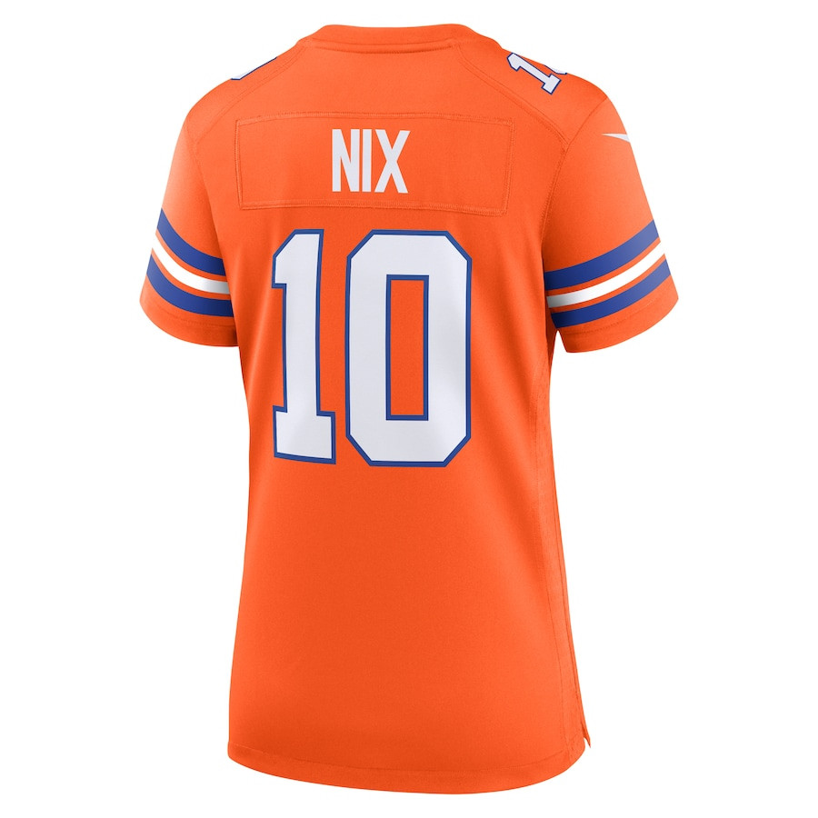 Bo Nix 10 Denver Broncos Women's Mile High Collection 1977 Throwback Player Game Jersey - Orange JS6534 nicesnker - Image 3