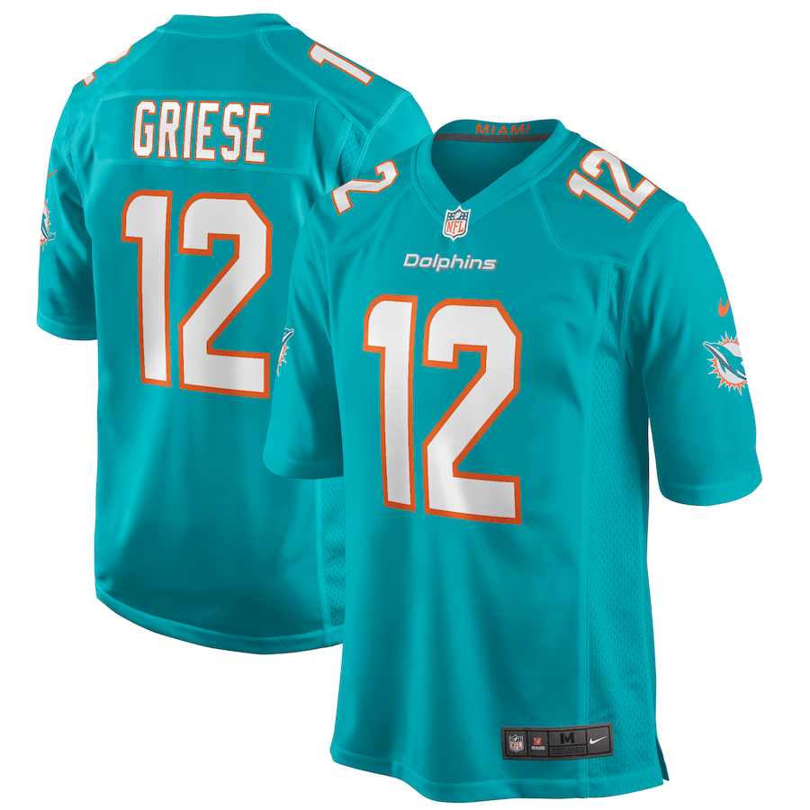 Bob Griese 12 Miami Dolphins Men Game Retired Jersey - Aqua JS8010 nicesnker