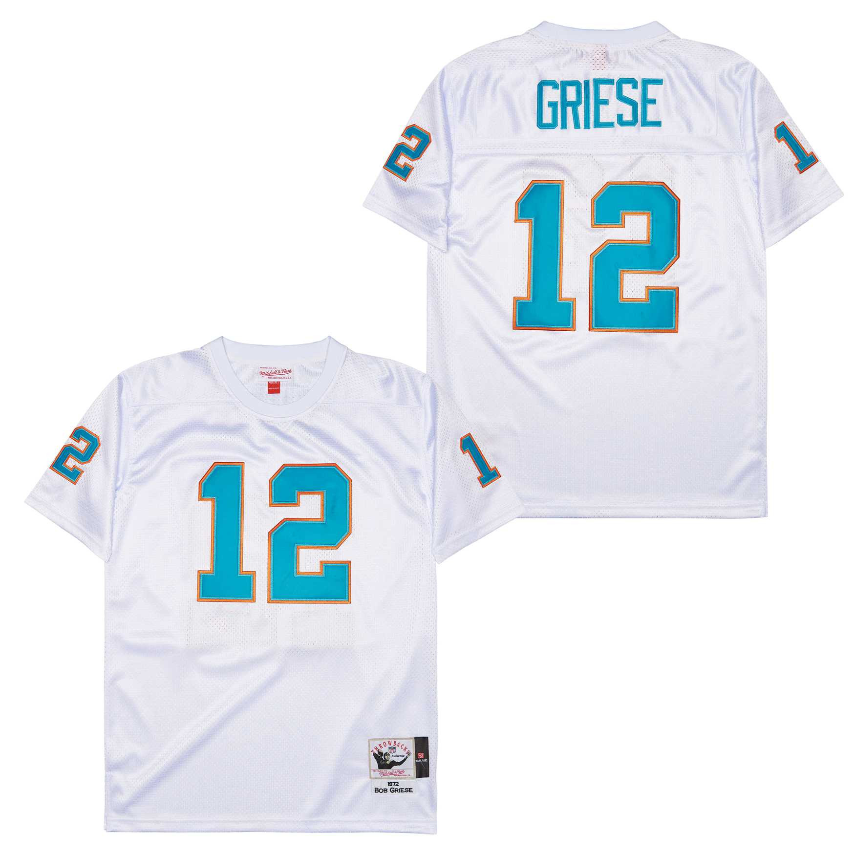 Bob Griese 12 Miami Dolphins Retro Throwback Men Jersey - White JS1935 nicesnker - Image 2