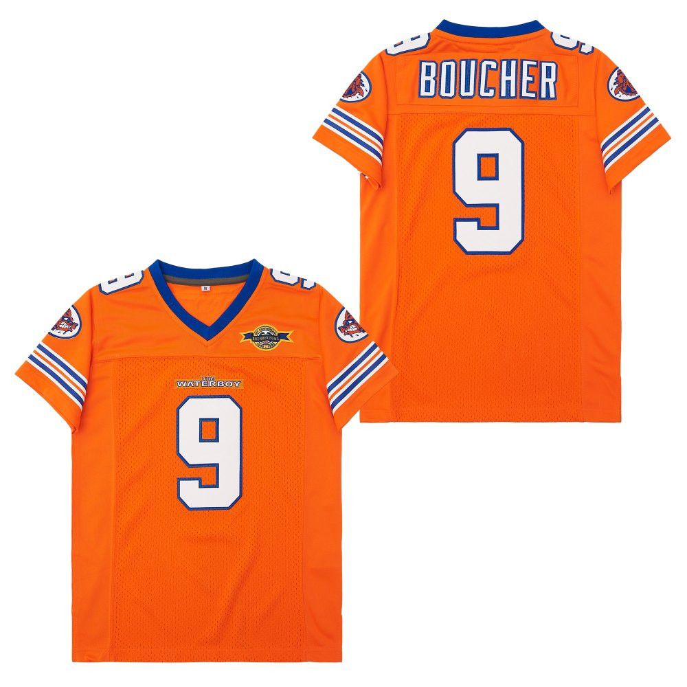Bobby Boucher #9 The Waterboy Throwback Men Jersey - Orange JS8624 nicesnker